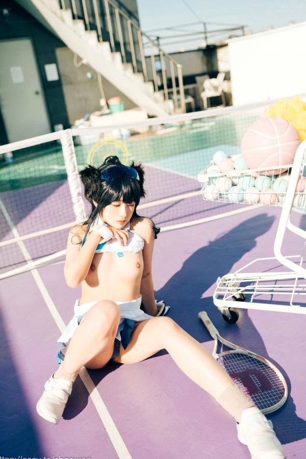    韩国美女SonSon Cosplay舰队收藏响Hibiki，网球场运动风制服诱惑，元气少女的清纯与野性碰撞，顶级视觉盛宴第32张图片