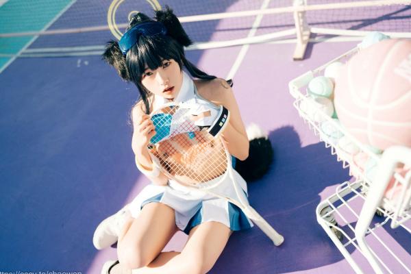    韩国美女SonSon Cosplay舰队收藏响Hibiki，网球场运动风制服诱惑，元气少女的清纯与野性碰撞，顶级视觉盛宴第35张图片