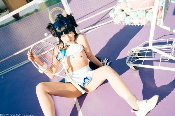    韩国美女SonSon Cosplay舰队收藏响Hibiki，网球场运动风制服诱惑，元气少女的清纯与野性碰撞，顶级视觉盛宴第37张图片