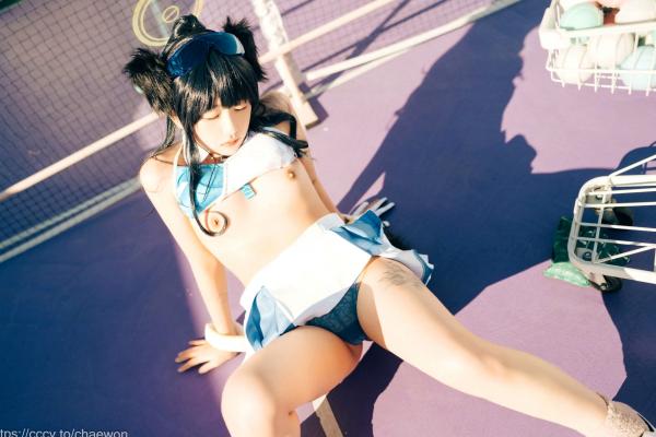    韩国美女SonSon Cosplay舰队收藏响Hibiki，网球场运动风制服诱惑，元气少女的清纯与野性碰撞，顶级视觉盛宴第39张图片