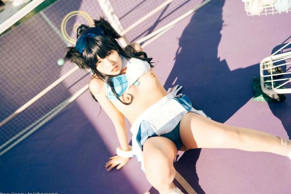    韩国美女SonSon Cosplay舰队收藏响Hibiki，网球场运动风制服诱惑，元气少女的清纯与野性碰撞，顶级视觉盛宴第40张图片