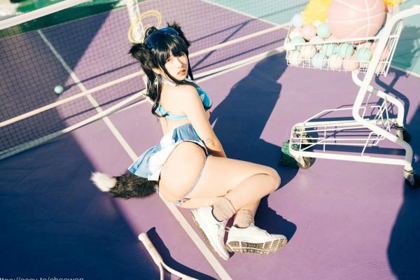    韩国美女SonSon Cosplay舰队收藏响Hibiki，网球场运动风制服诱惑，元气少女的清纯与野性碰撞，顶级视觉盛宴第41张图片