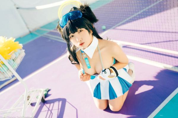    韩国美女SonSon Cosplay舰队收藏响Hibiki，网球场运动风制服诱惑，元气少女的清纯与野性碰撞，顶级视觉盛宴第48张图片