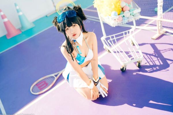    韩国美女SonSon Cosplay舰队收藏响Hibiki，网球场运动风制服诱惑，元气少女的清纯与野性碰撞，顶级视觉盛宴第49张图片