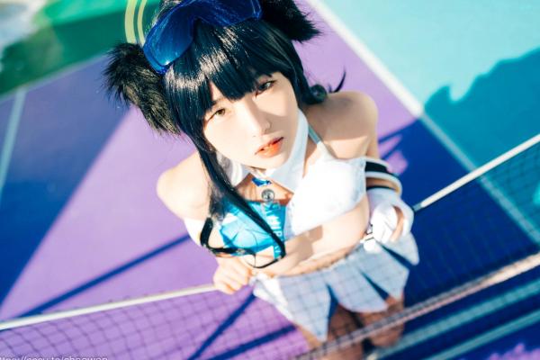    韩国美女SonSon Cosplay舰队收藏响Hibiki，网球场运动风制服诱惑，元气少女的清纯与野性碰撞，顶级视觉盛宴第58张图片