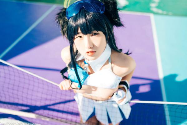    韩国美女SonSon Cosplay舰队收藏响Hibiki，网球场运动风制服诱惑，元气少女的清纯与野性碰撞，顶级视觉盛宴第59张图片