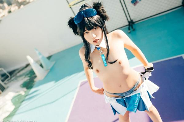    韩国美女SonSon Cosplay舰队收藏响Hibiki，网球场运动风制服诱惑，元气少女的清纯与野性碰撞，顶级视觉盛宴第96张图片