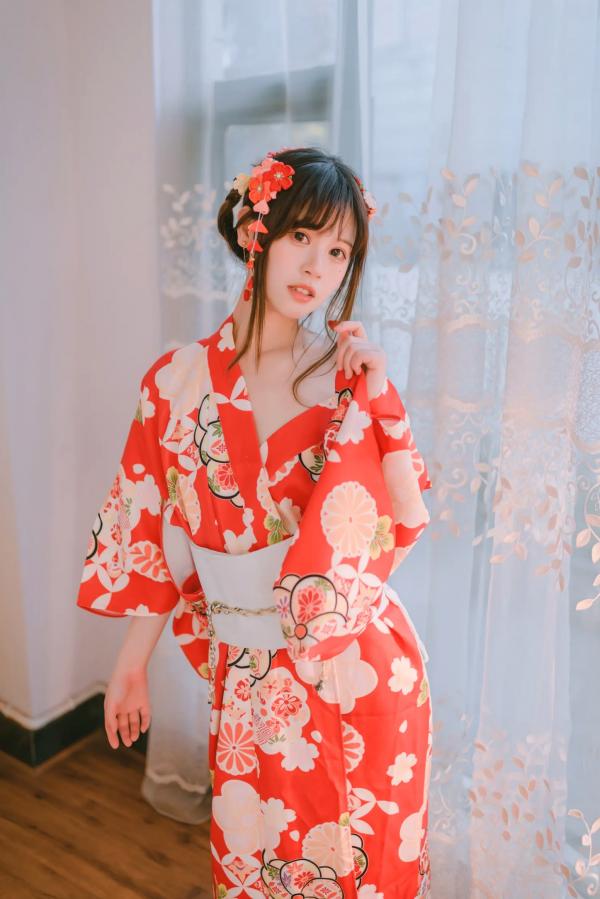    千反田鹿子 - 和服私房写真诱惑，绝美背部线条与红扇演绎室内温柔，性感艺术写真 [49P]第4张图片