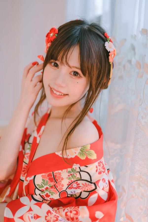    千反田鹿子 - 和服私房写真诱惑，绝美背部线条与红扇演绎室内温柔，性感艺术写真 [49P]第5张图片