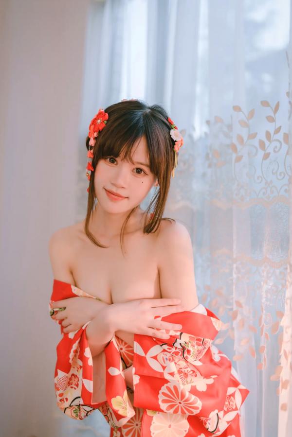    千反田鹿子 - 和服私房写真诱惑，绝美背部线条与红扇演绎室内温柔，性感艺术写真 [49P]第12张图片