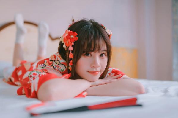    千反田鹿子 - 和服私房写真诱惑，绝美背部线条与红扇演绎室内温柔，性感艺术写真 [49P]第36张图片