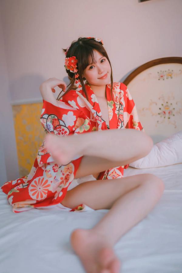    千反田鹿子 - 和服私房写真诱惑，绝美背部线条与红扇演绎室内温柔，性感艺术写真 [49P]第42张图片