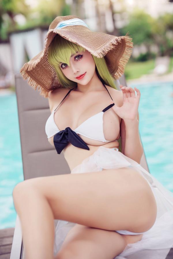    沖田凜花Rinka-C.C.-夏日泳池白色比基尼诱惑写真第7张图片