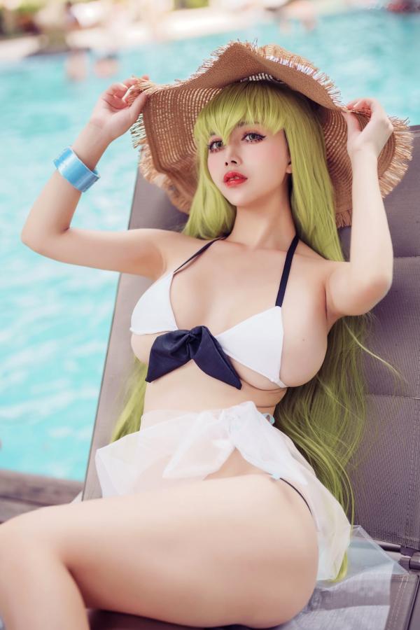    沖田凜花Rinka-C.C.-夏日泳池白色比基尼诱惑写真第8张图片
