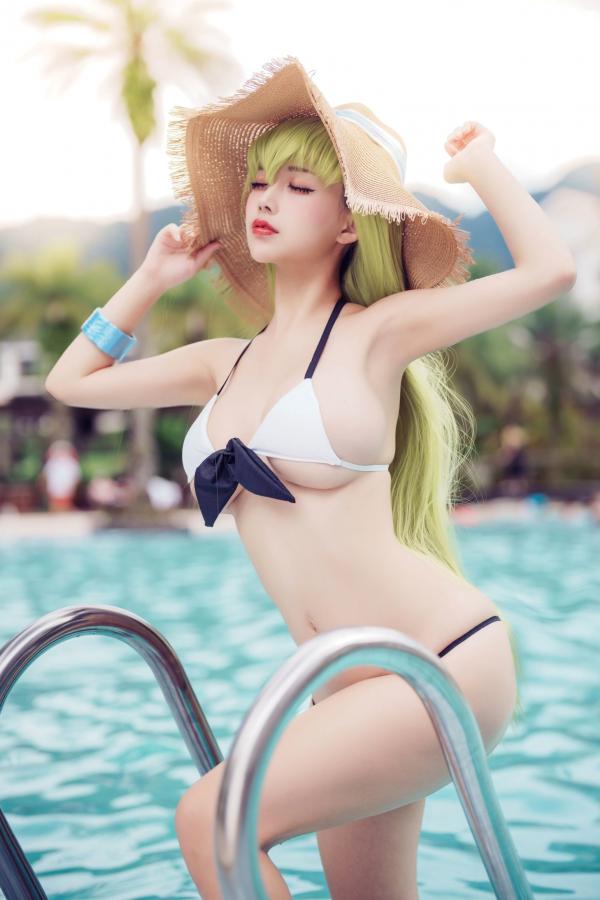    沖田凜花Rinka-C.C.-夏日泳池白色比基尼诱惑写真第11张图片