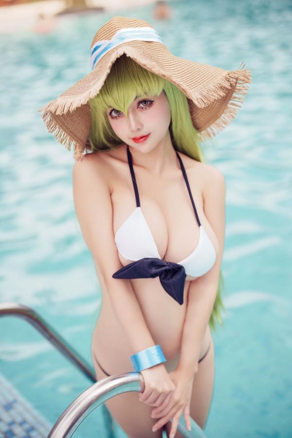    沖田凜花Rinka-C.C.-夏日泳池白色比基尼诱惑写真第14张图片
