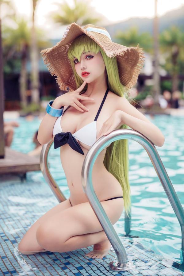    沖田凜花Rinka-C.C.-夏日泳池白色比基尼诱惑写真第15张图片