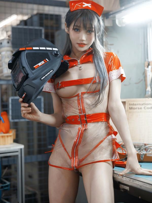    韩国美女Taeri透视装诱惑：橘色PVC护士制服角色扮演，大尺度私房照极致迷人，Bimilstory Vol.21第3张图片
