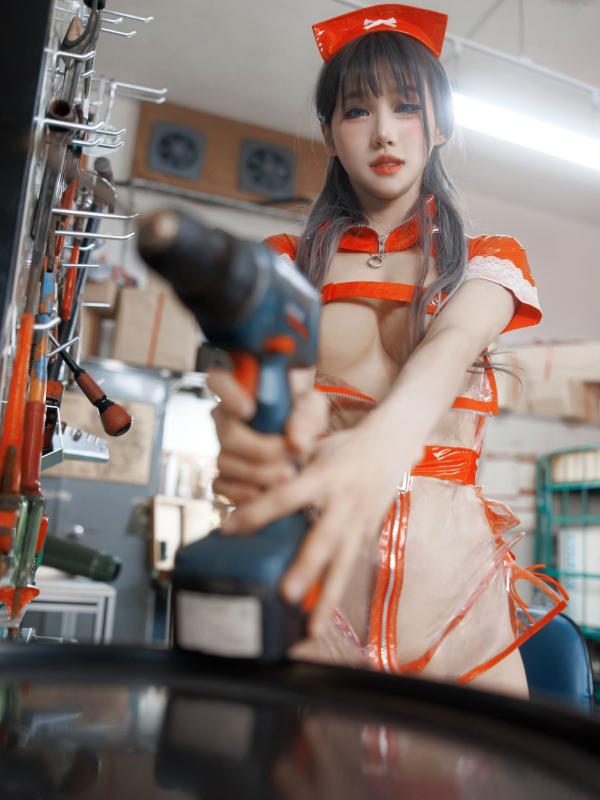    韩国美女Taeri透视装诱惑：橘色PVC护士制服角色扮演，大尺度私房照极致迷人，Bimilstory Vol.21第12张图片