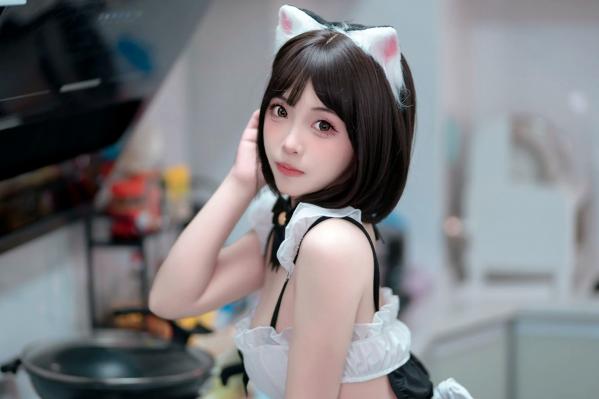    Bangni邦尼 - 居家厨房诱惑猫娘，黑白连体衣配白丝美腿，可爱与性感并存的小猫日记 [103P]第5张图片