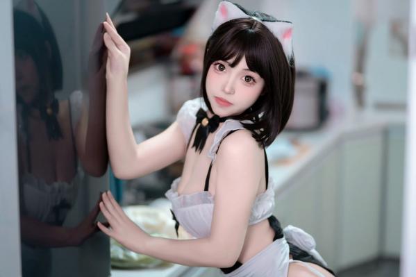    Bangni邦尼 - 居家厨房诱惑猫娘，黑白连体衣配白丝美腿，可爱与性感并存的小猫日记 [103P]第7张图片