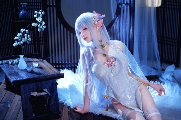    Shika小鹿鹿 - 碧蓝航线阿尔比恩COS写真，绝美银发精灵二次元唯美幻想风 [40P]第4张图片