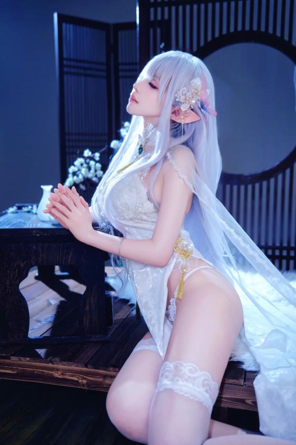    Shika小鹿鹿 - 碧蓝航线阿尔比恩COS写真，绝美银发精灵二次元唯美幻想风 [40P]第6张图片