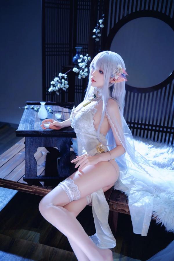    Shika小鹿鹿 - 碧蓝航线阿尔比恩COS写真，绝美银发精灵二次元唯美幻想风 [40P]第9张图片