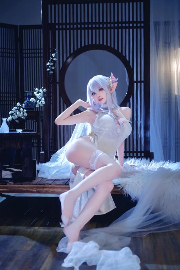    Shika小鹿鹿 - 碧蓝航线阿尔比恩COS写真，绝美银发精灵二次元唯美幻想风 [40P]第12张图片