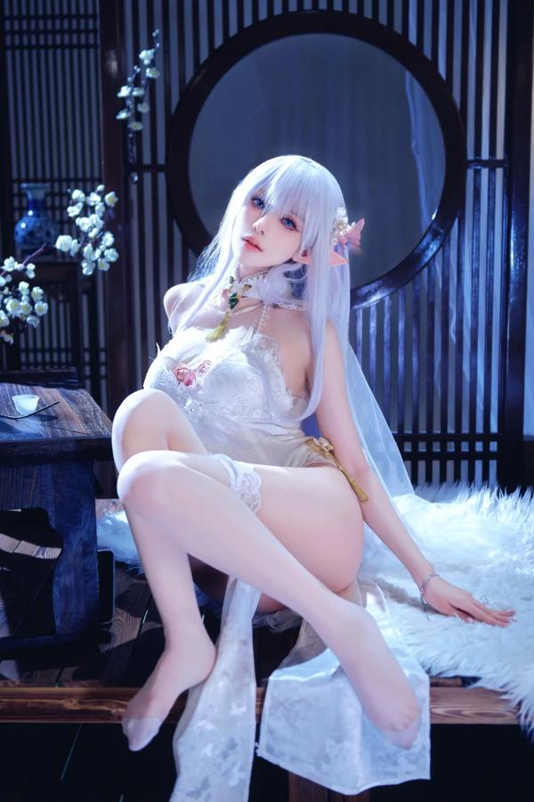    Shika小鹿鹿 - 碧蓝航线阿尔比恩COS写真，绝美银发精灵二次元唯美幻想风 [40P]第15张图片