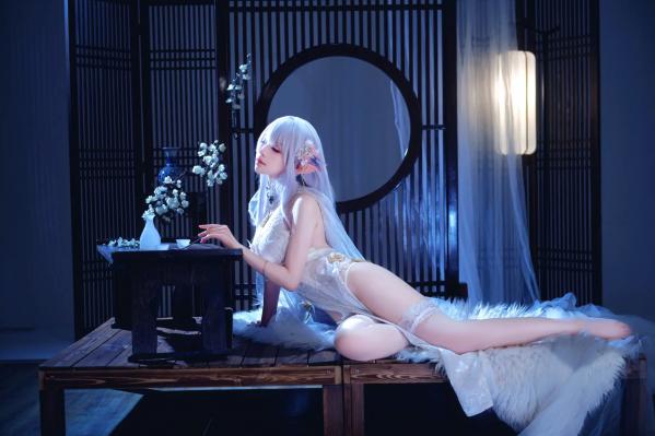    Shika小鹿鹿 - 碧蓝航线阿尔比恩COS写真，绝美银发精灵二次元唯美幻想风 [40P]第16张图片