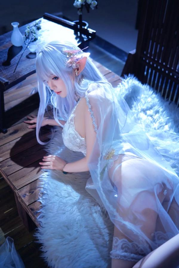    Shika小鹿鹿 - 碧蓝航线阿尔比恩COS写真，绝美银发精灵二次元唯美幻想风 [40P]第25张图片