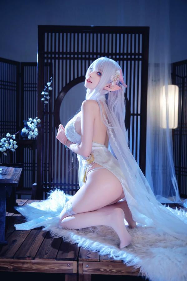    Shika小鹿鹿 - 碧蓝航线阿尔比恩COS写真，绝美银发精灵二次元唯美幻想风 [40P]第32张图片