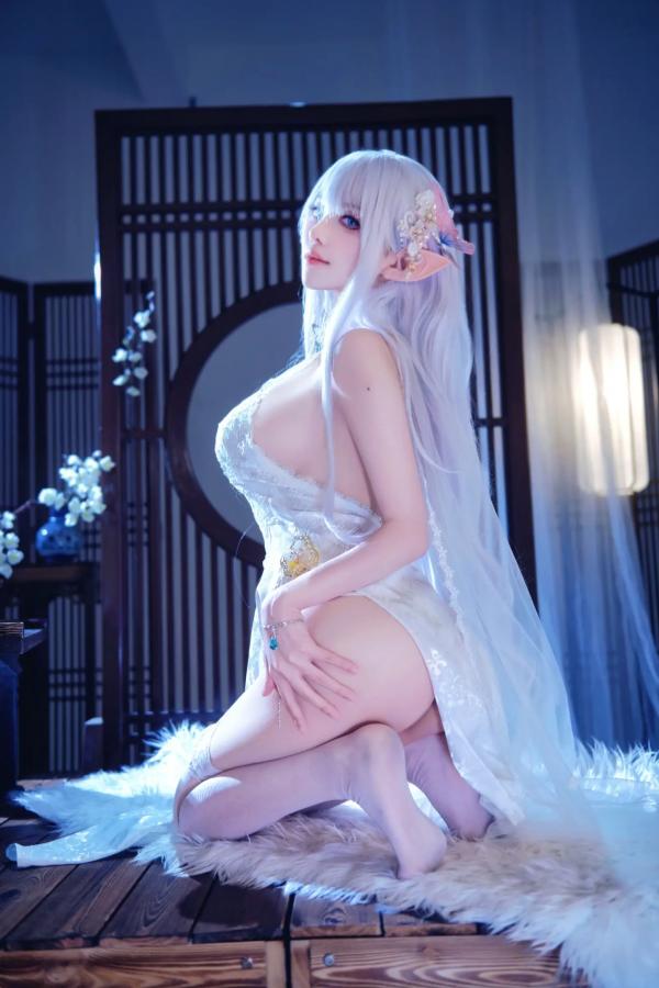    Shika小鹿鹿 - 碧蓝航线阿尔比恩COS写真，绝美银发精灵二次元唯美幻想风 [40P]第33张图片