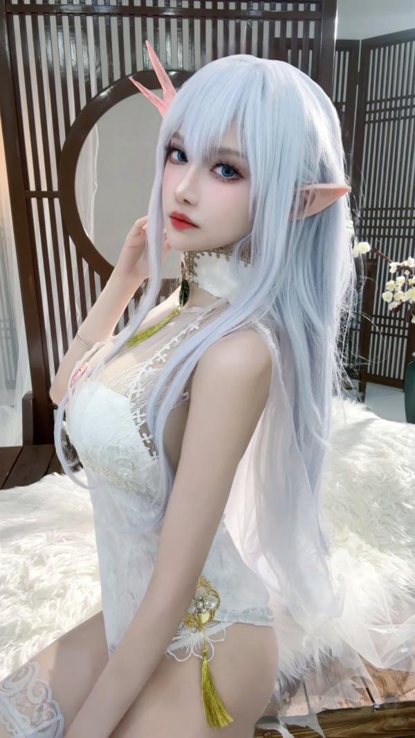    Shika小鹿鹿 - 碧蓝航线阿尔比恩COS写真，绝美银发精灵二次元唯美幻想风 [40P]第40张图片