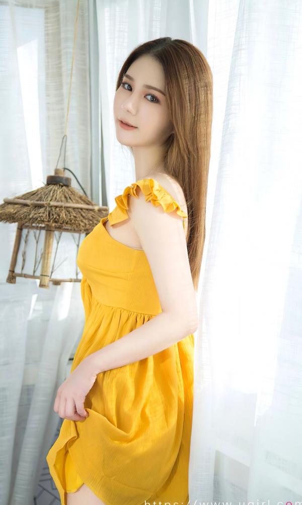    UGirlsApp尤果圈爱尤物-2733-夜间萤火-《如歌》-黄色吊带裙窗边私房写真-2023.11.21第14张图片