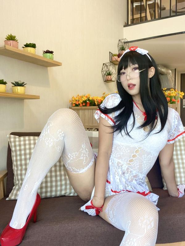    Money冷冷 - 性感蕾丝白网护士角色扮演，极致私房诱惑制服套图 [48P]第12张图片