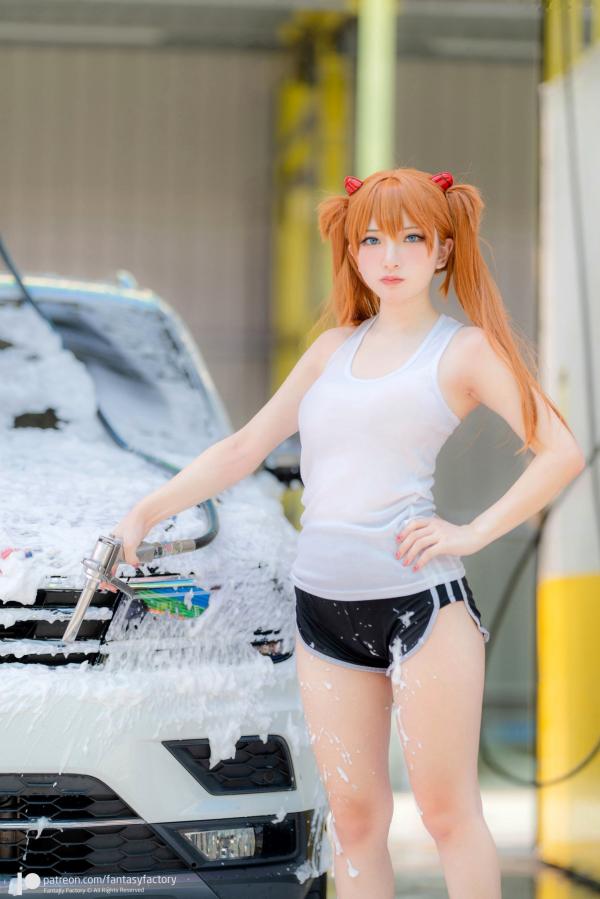    Fantasy-Factory-小丁Ding-明日香极致痛车洗车Cosplay写真-二次元清纯湿身诱惑第9张图片