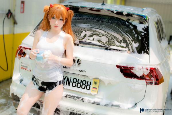    Fantasy-Factory-小丁Ding-明日香极致痛车洗车Cosplay写真-二次元清纯湿身诱惑第17张图片