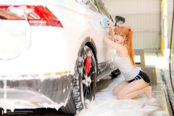    Fantasy-Factory-小丁Ding-明日香极致痛车洗车Cosplay写真-二次元清纯湿身诱惑第22张图片