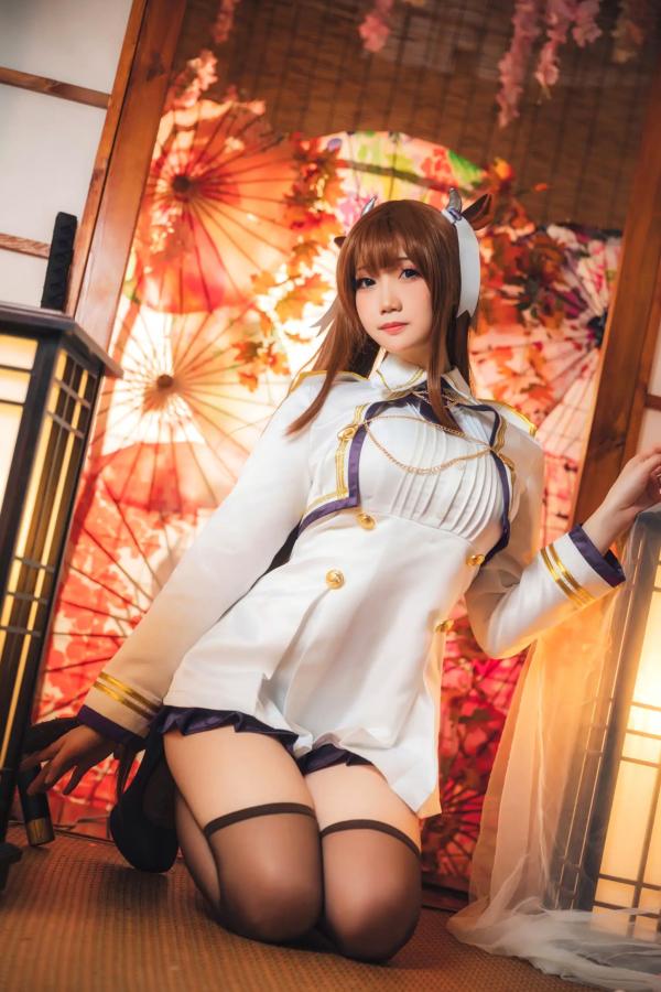   焖焖碳 - 碧蓝航线樫野Cosplay，和风制服诱惑，极致美腿与清纯甜美，二次元女神精选私房照第15张图片