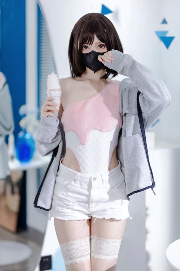    洛桑w伊梓 - 甜筒冰淇淋连体衣私房照，甜酷风二次元少女，修长美腿蕾丝袜居家摄影大片 [40P]第1张图片