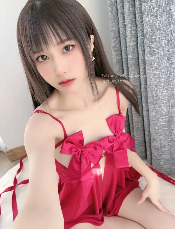    布丁大法 - 圣诞红丝绒主题：红色绸带极致诱惑，绝美私房写真 [58P]第29张图片