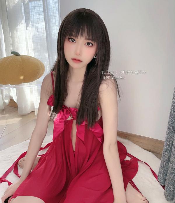    布丁大法 - 圣诞红丝绒主题：红色绸带极致诱惑，绝美私房写真 [58P]第37张图片
