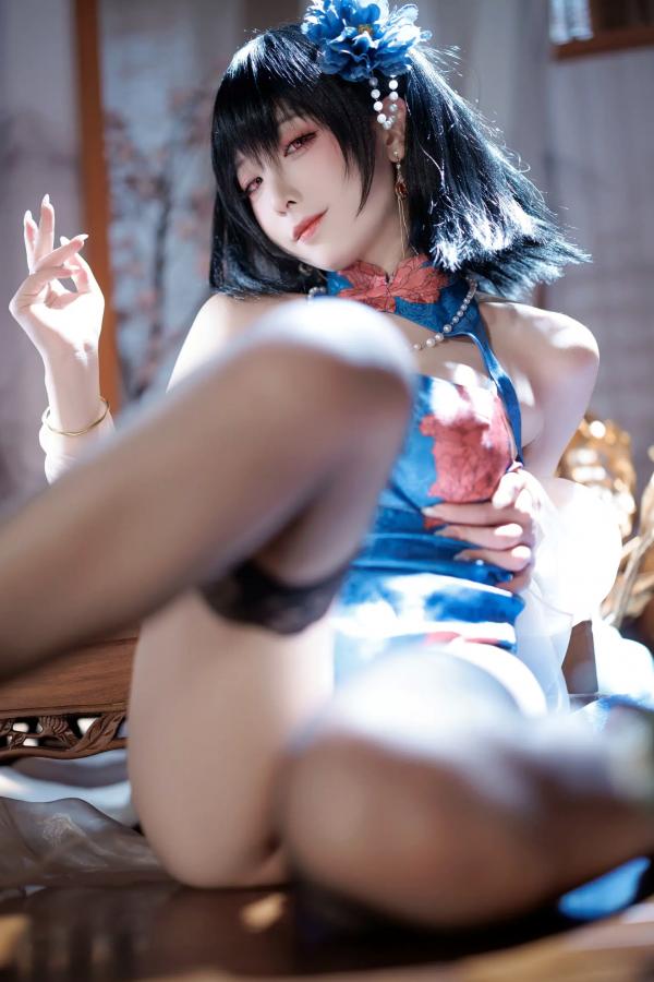    封疆疆v - 古风改良建武旗袍私房摄影，黑丝高跟尽显极致性感诱惑与古典风情第32张图片