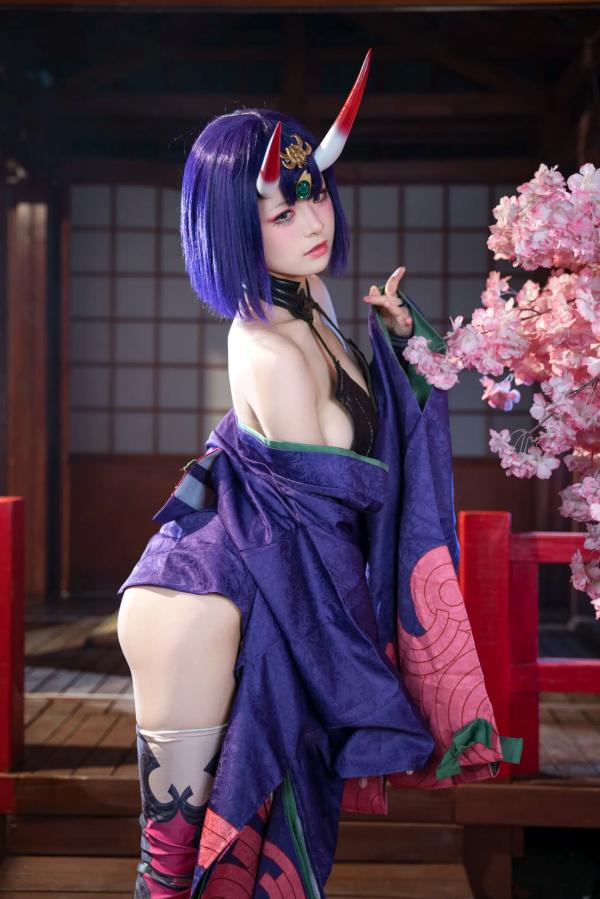    九柒喵 - 酒吞童子 原皮：极致还原COS，诱惑和风私房，绝美妖艳鬼王第5张图片