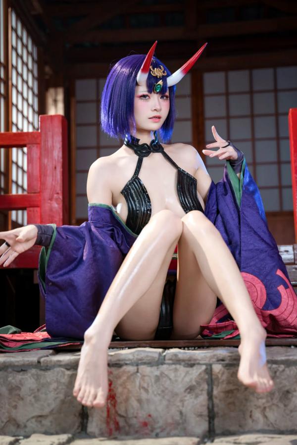    九柒喵 - 酒吞童子 原皮：极致还原COS，诱惑和风私房，绝美妖艳鬼王第18张图片
