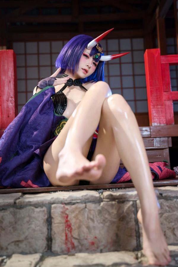   九柒喵 - 酒吞童子 原皮：极致还原COS，诱惑和风私房，绝美妖艳鬼王第22张图片