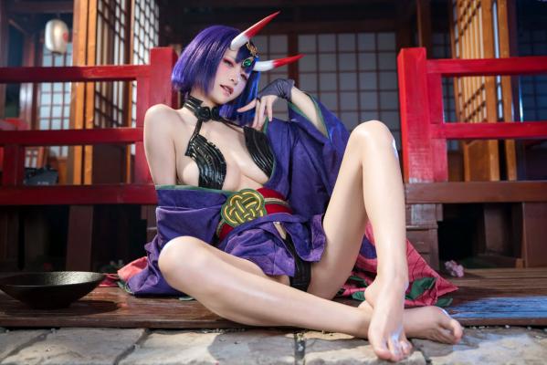    九柒喵 - 酒吞童子 原皮：极致还原COS，诱惑和风私房，绝美妖艳鬼王第27张图片