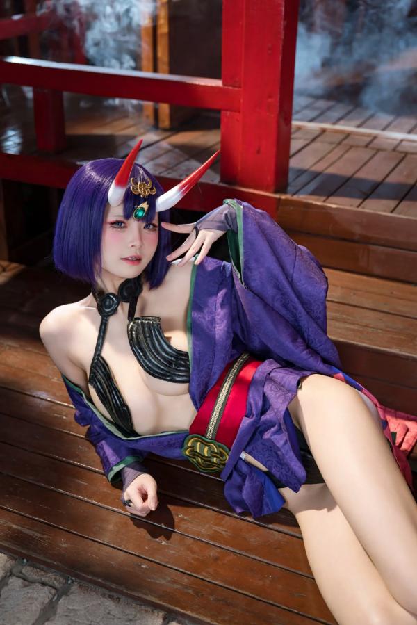    九柒喵 - 酒吞童子 原皮：极致还原COS，诱惑和风私房，绝美妖艳鬼王第39张图片
